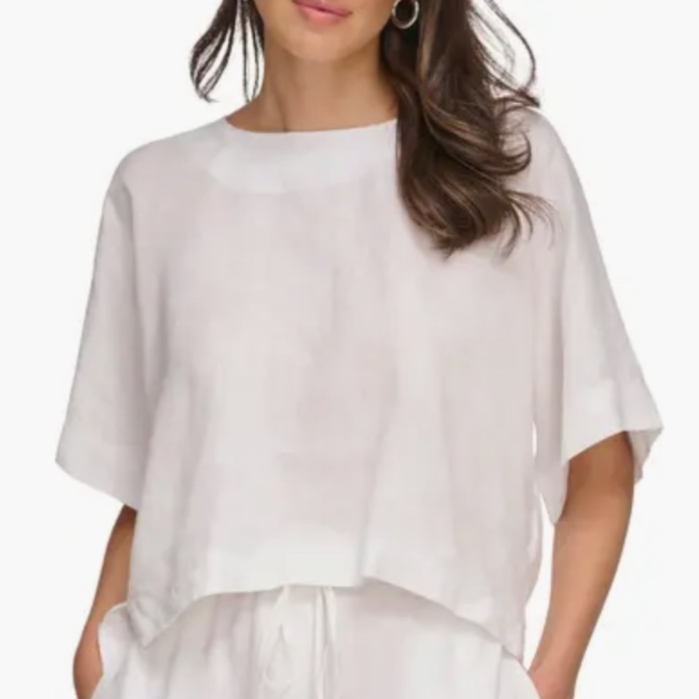 DKNY Pure Drop Shoulder Boxy Linen Top - Currently at Nordstrom - XL